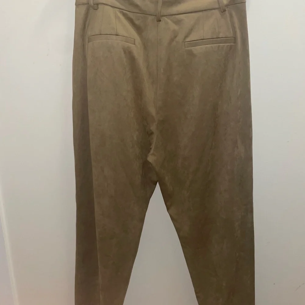 Zara BEIGE Faux Suede High Pants TROUSERS - Picture 10 of 12
